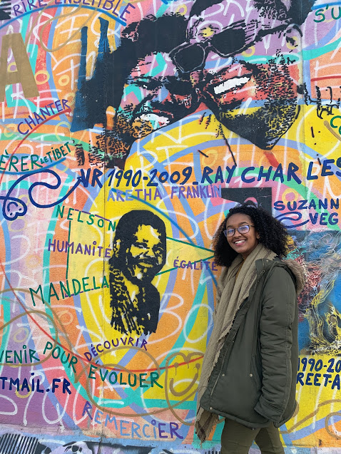 Betty Hailu at the Berlin Wall
