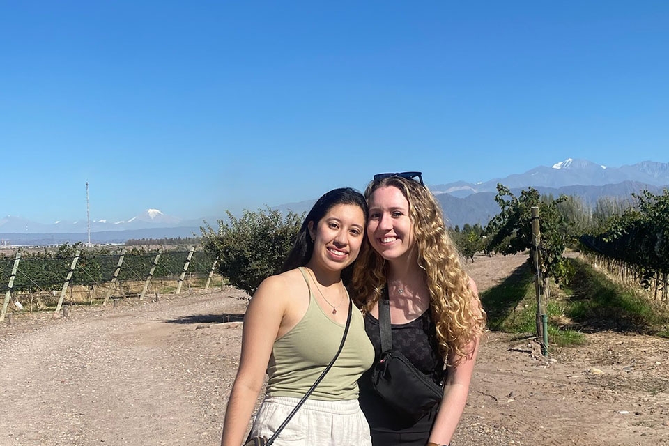 Emma Ramos and a friend exploring Argentina