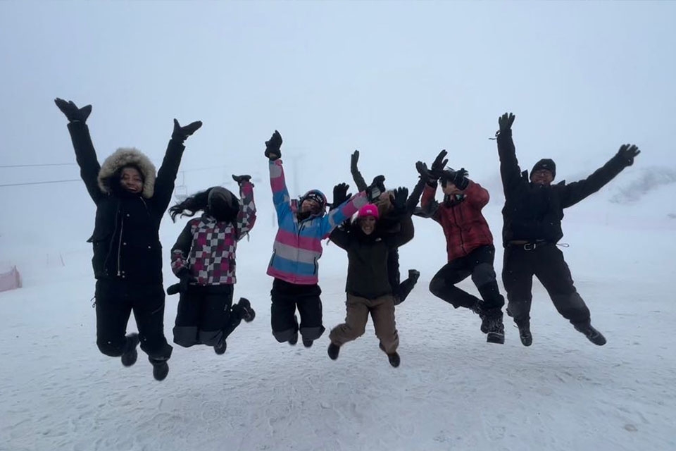 Emma and friends enjoying snow in Argentina