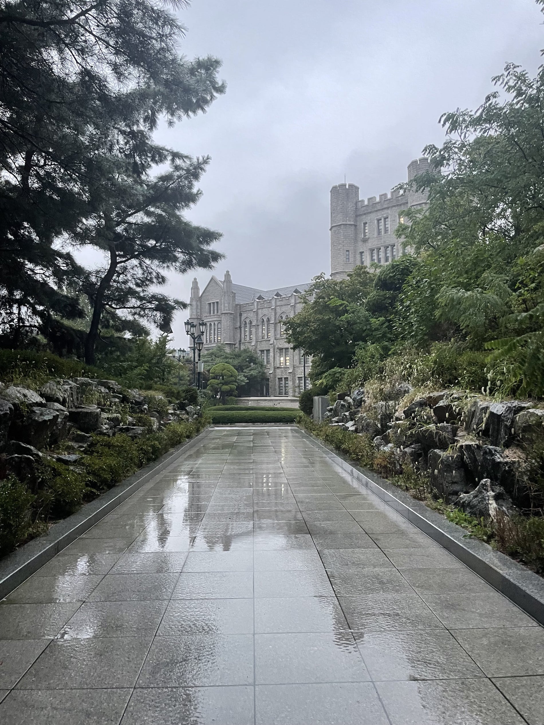 Korea University Campus in the rain