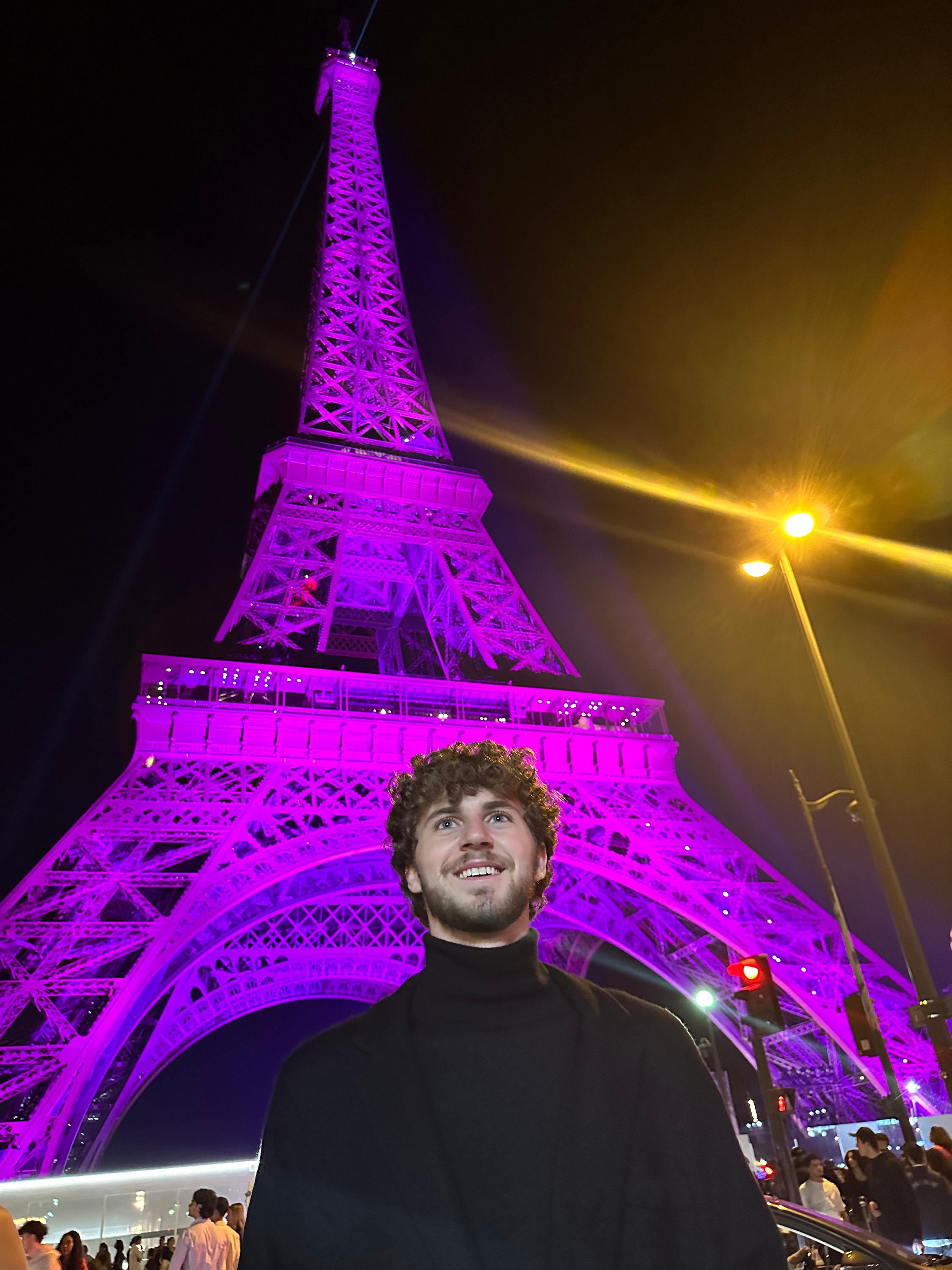 Stephen Shaw in front of the Eiffel Tower