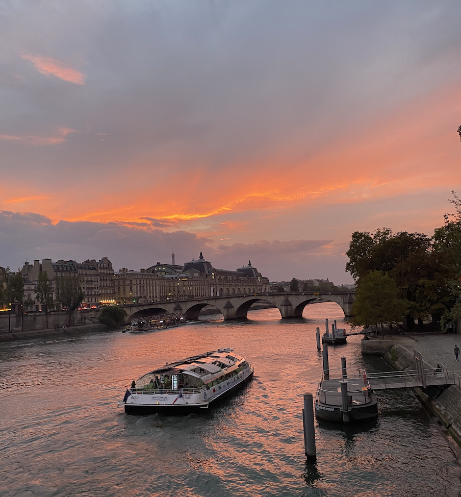 Parisian canal at sunset