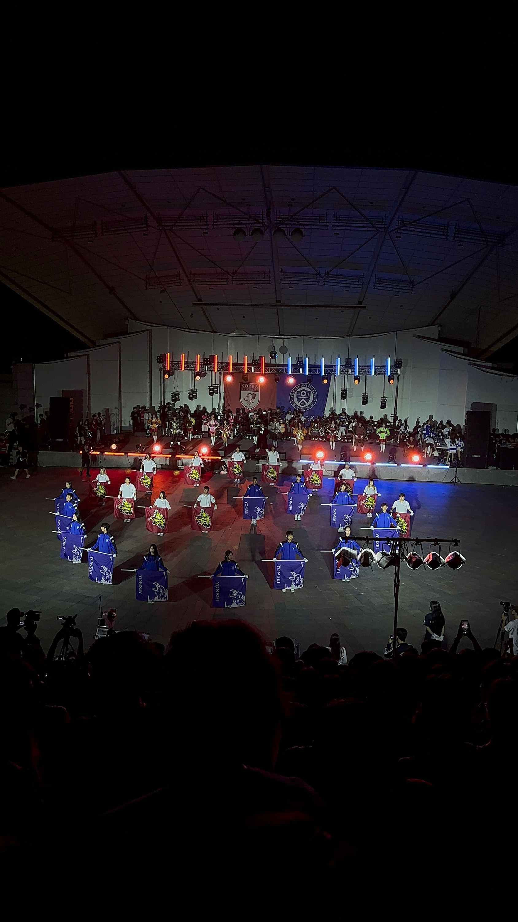 Korean performers with flags