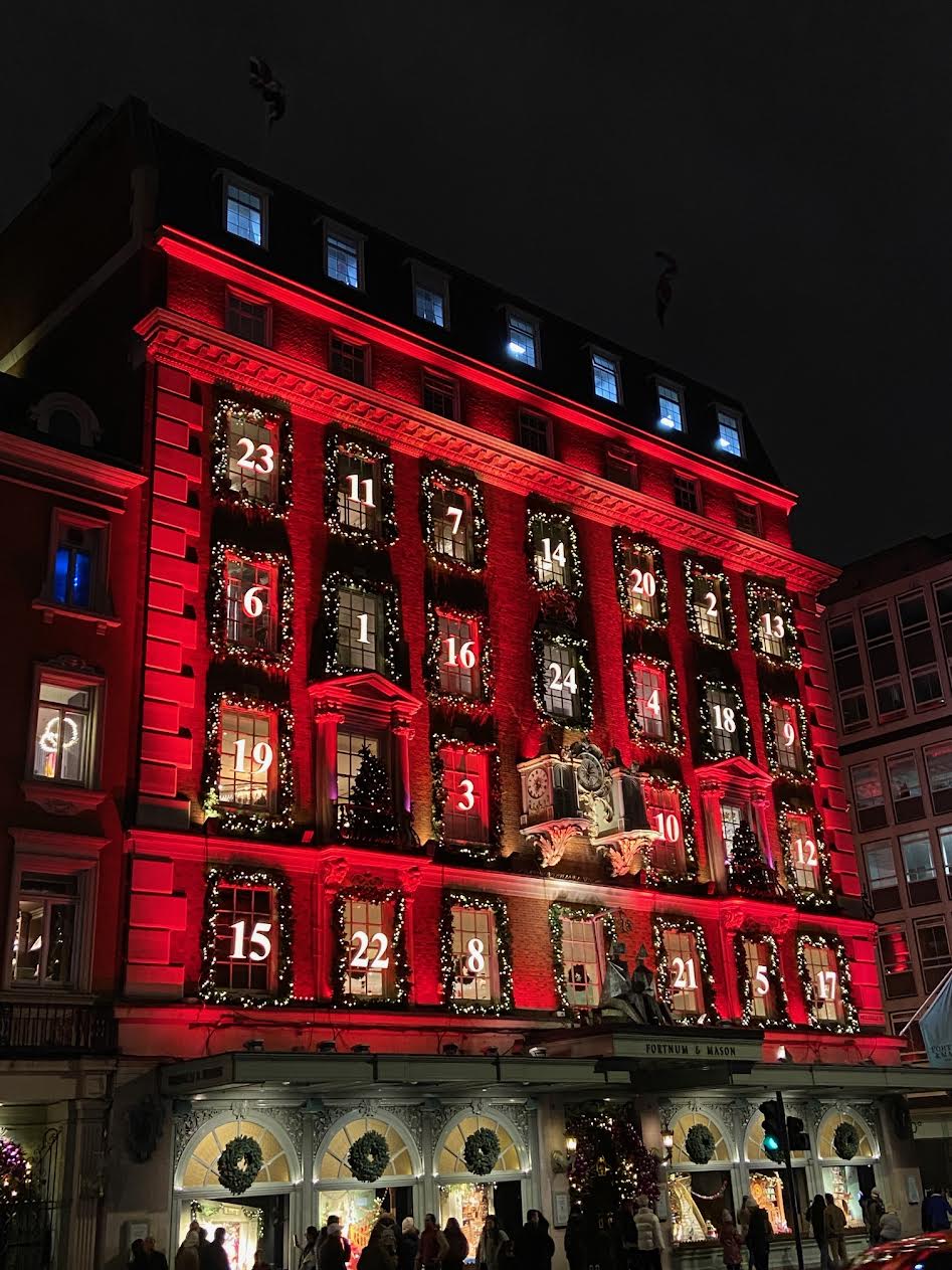 Christmas decoration on the Fortnum & Mason building, London