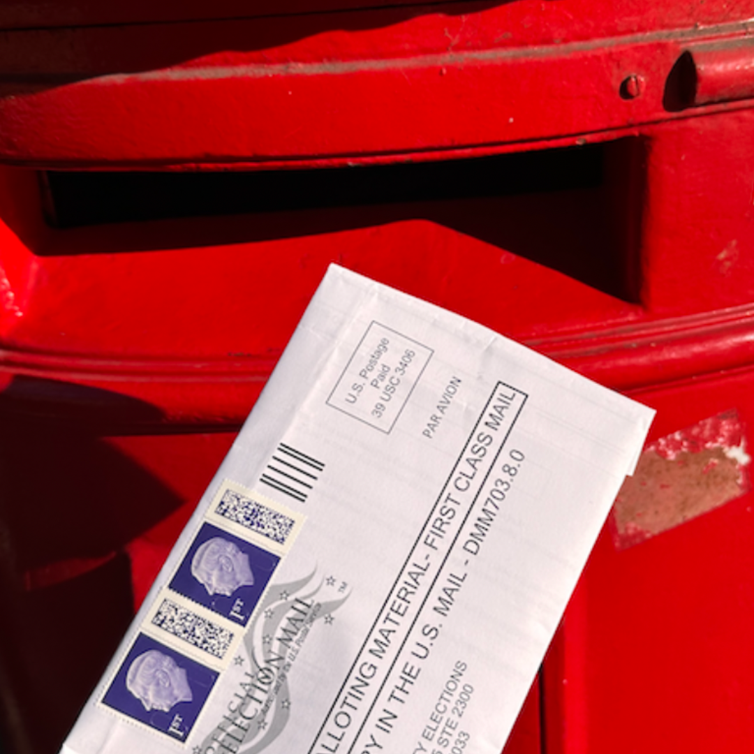 Lauren mailing the absentee ballott