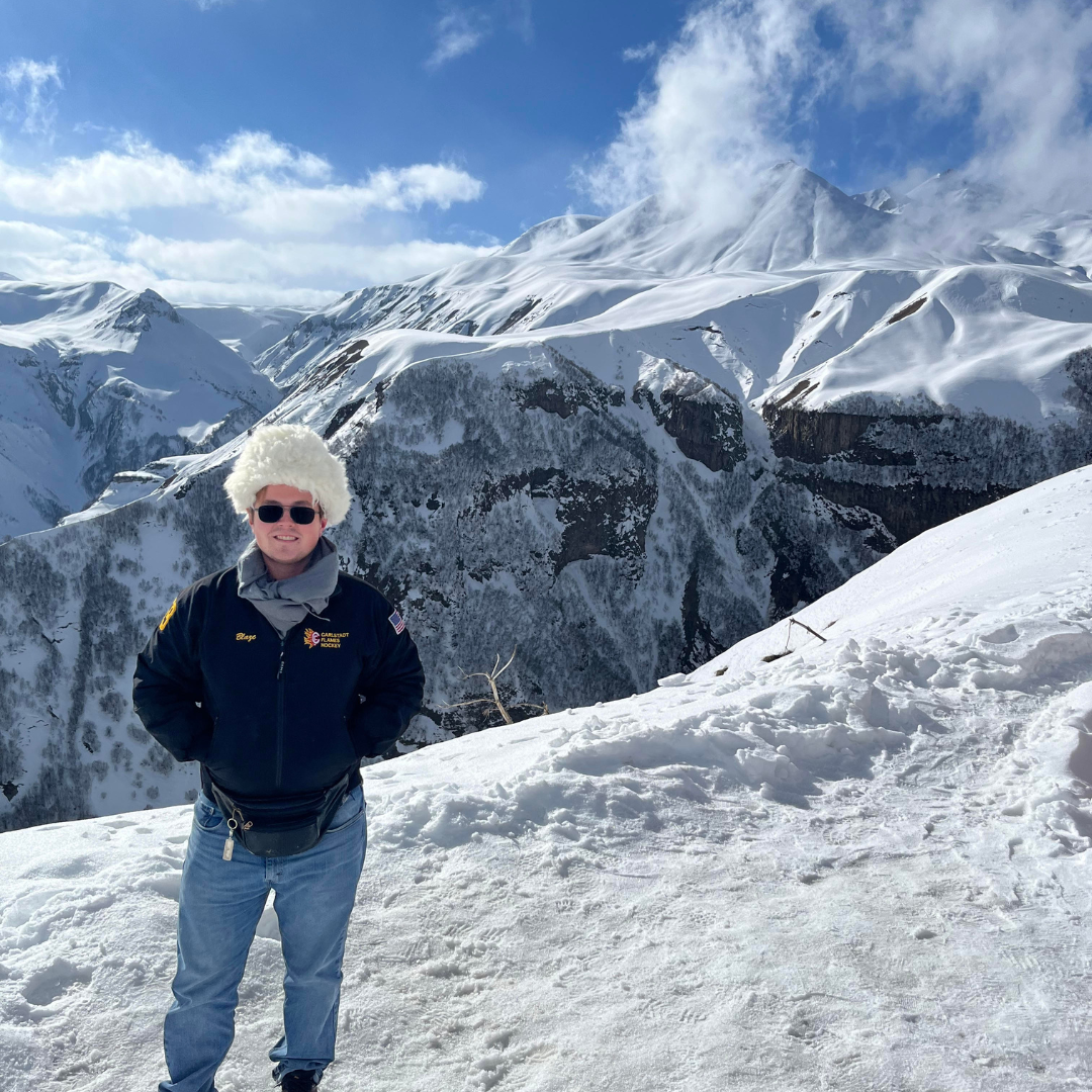 Blaze Grabowski on the Caucasus mountains in Georgia