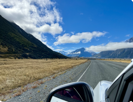a highway view from a car