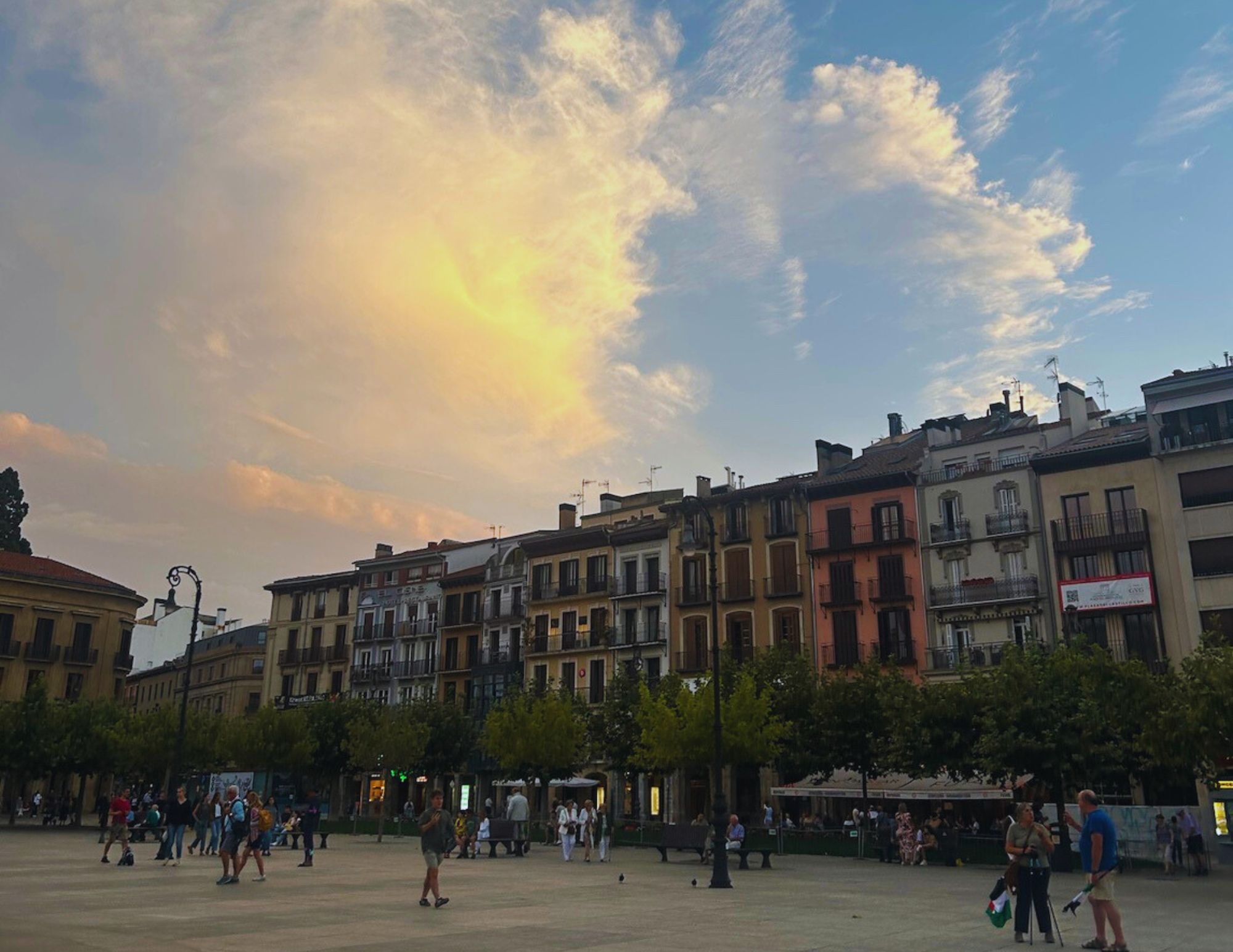 student walking through the city in Spain