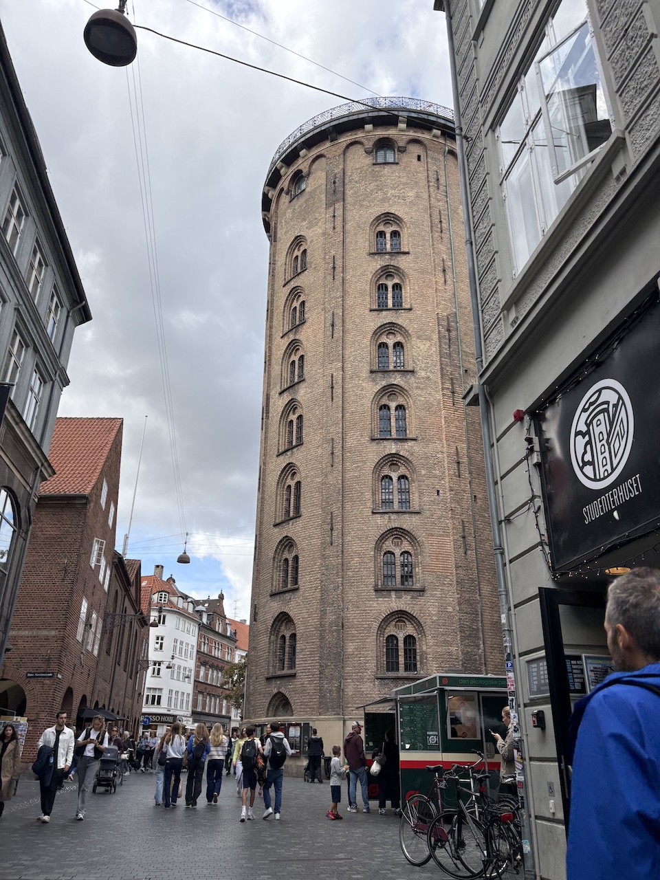 exploring the city center while grabbing a coffee