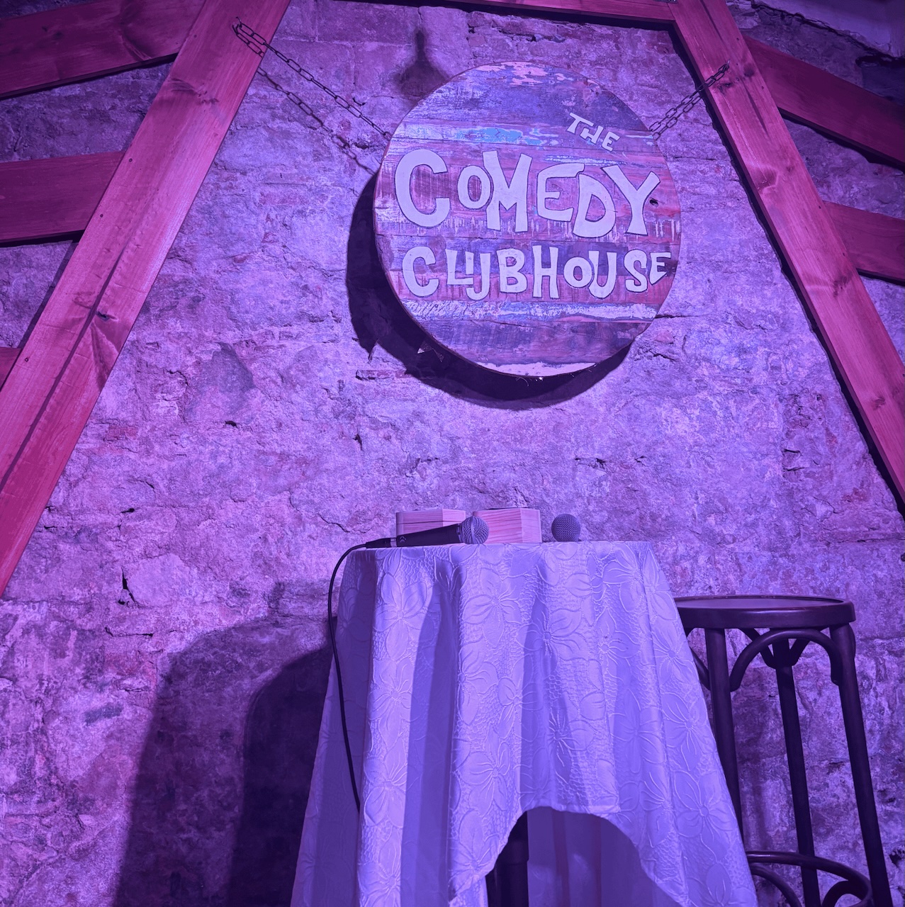 stage of the Comedy Clubhouse the student visited