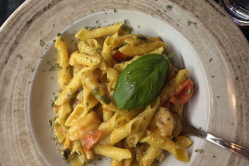 A delicious plate of pasta with seafood in Venice