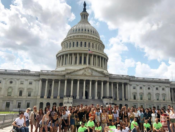 Incoming exchange students at the U.S. Capitol Building.