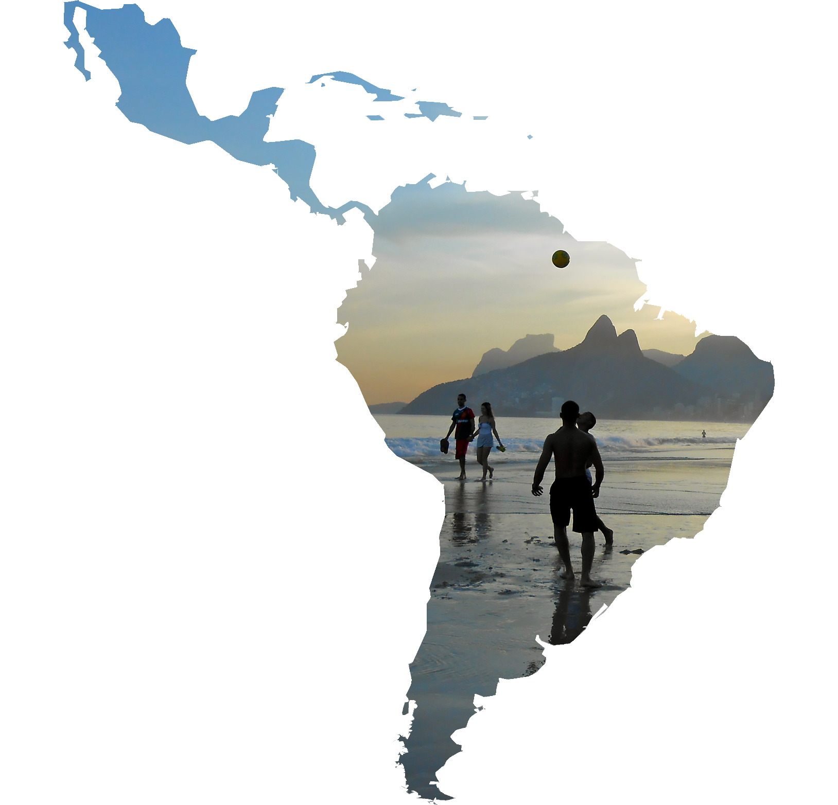Latin America silhouette with a beach landscape