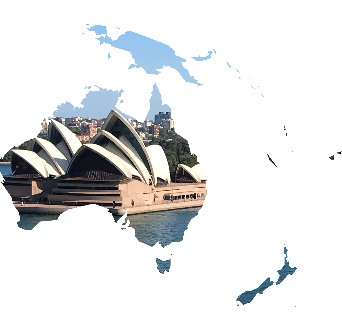 Oceania silhouette with Sydney Opera House