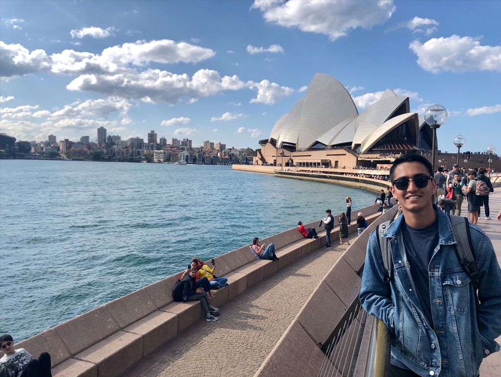 GW student Yash Katarki at the Sydney Harbor.