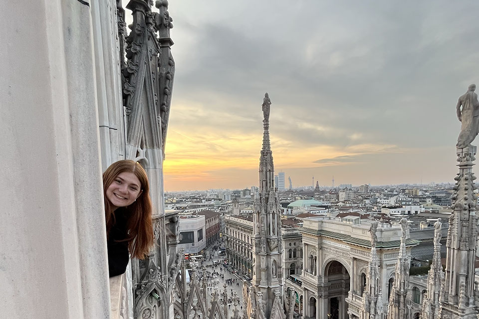 Alex Horowitz on top of the Duomo in Milan