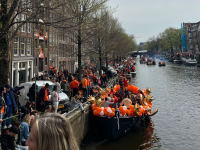 balloons on boat in Amsterdam