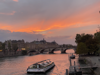 Parisian canal at sunset
