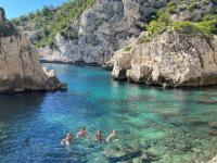 Ammara and friends swimming in the Calanques in Marseille