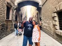 student showing her dad around