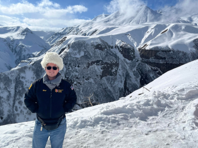 Blaze Grabowski on the Caucasus mountains in Georgia