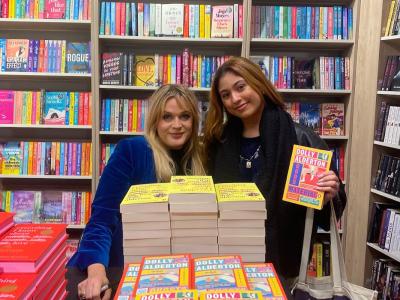 student at a book signing at the bookstore chain Foyles in the UK