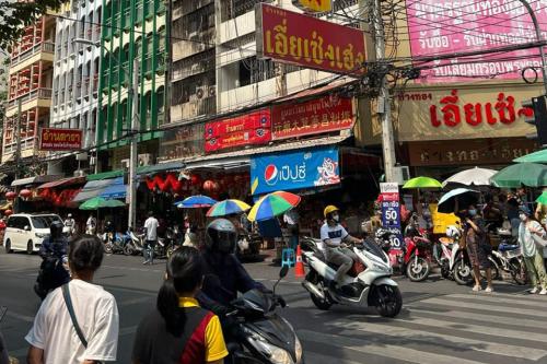 A view of a crowded street in Thailand 