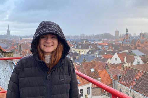 Alex Horowitz exploring the city on a rainy day