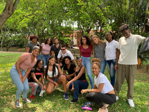 GW student Audrey Friedline posing for a photo with other study abroad students.