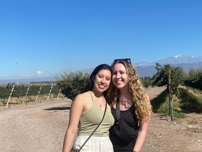 Emma Ramos and a friend exploring Argentina