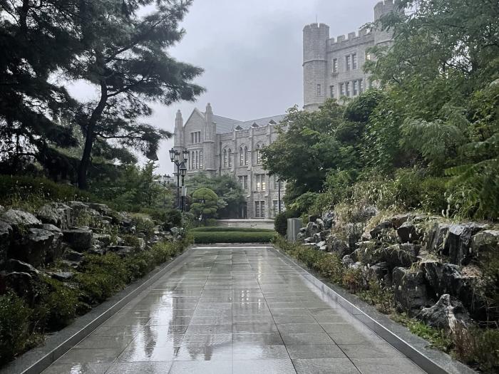 Korea University Campus in the rain