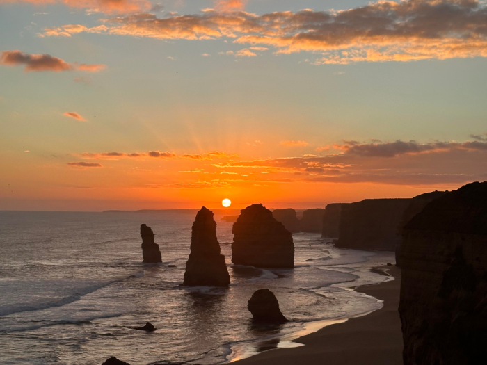 A beautiful sunset view of the 12 Apostles in Port Campbell National Park