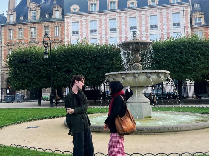 Picture of Jacob and friend at Place des vosges (Famous planned square in Paris, heart of Le Marais)